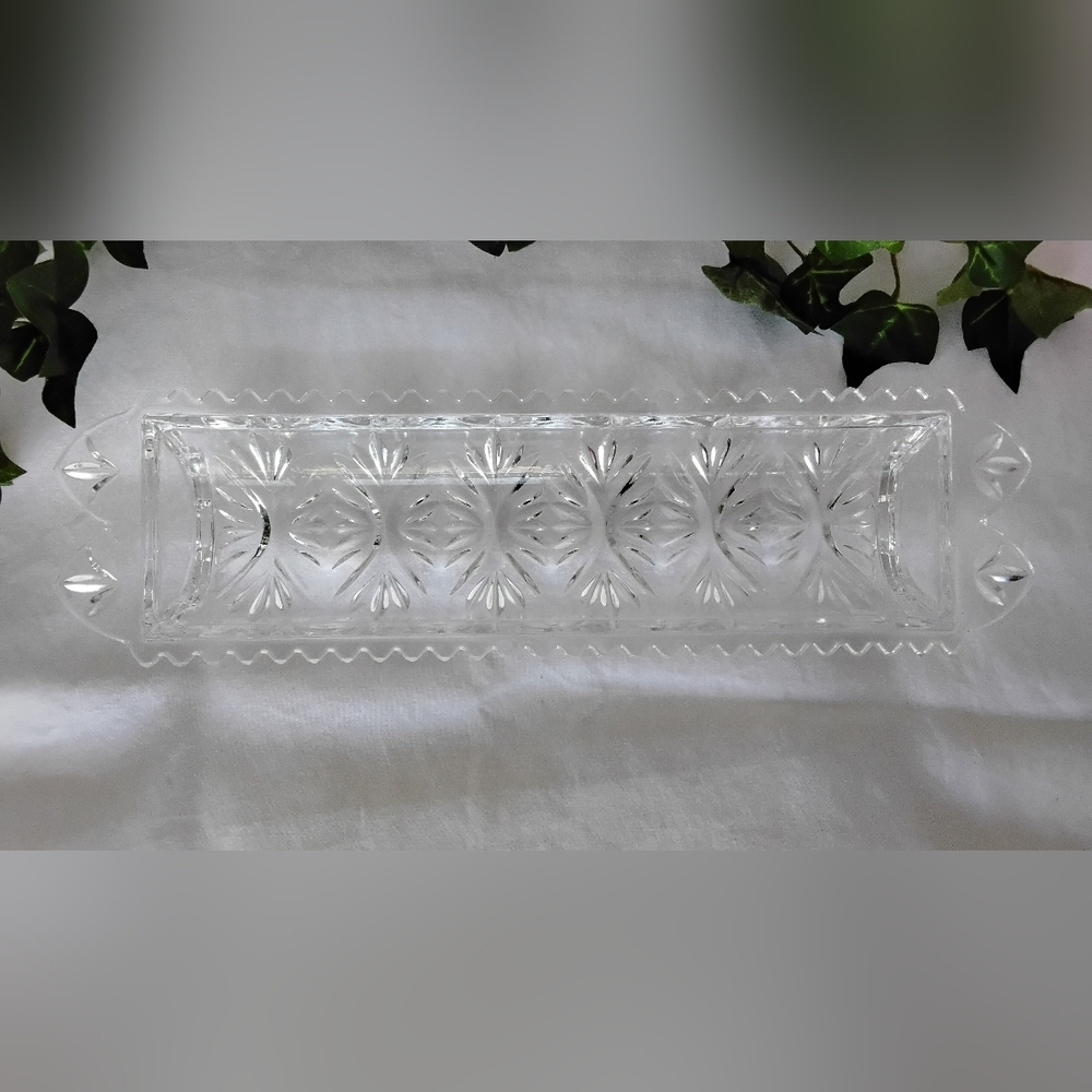 NIB Fifth Avenue Lead Crystal LTD," Portico" Footed Lead Tray